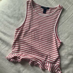 Red & White Flounce Croptop